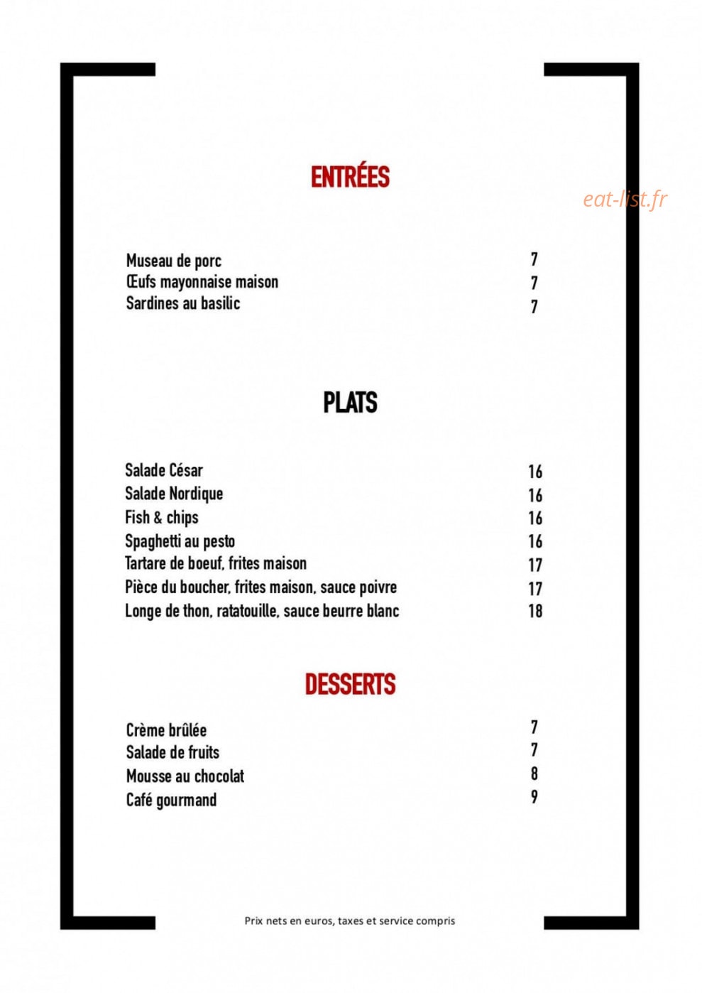 Le Bar "Ô" — carte page 2