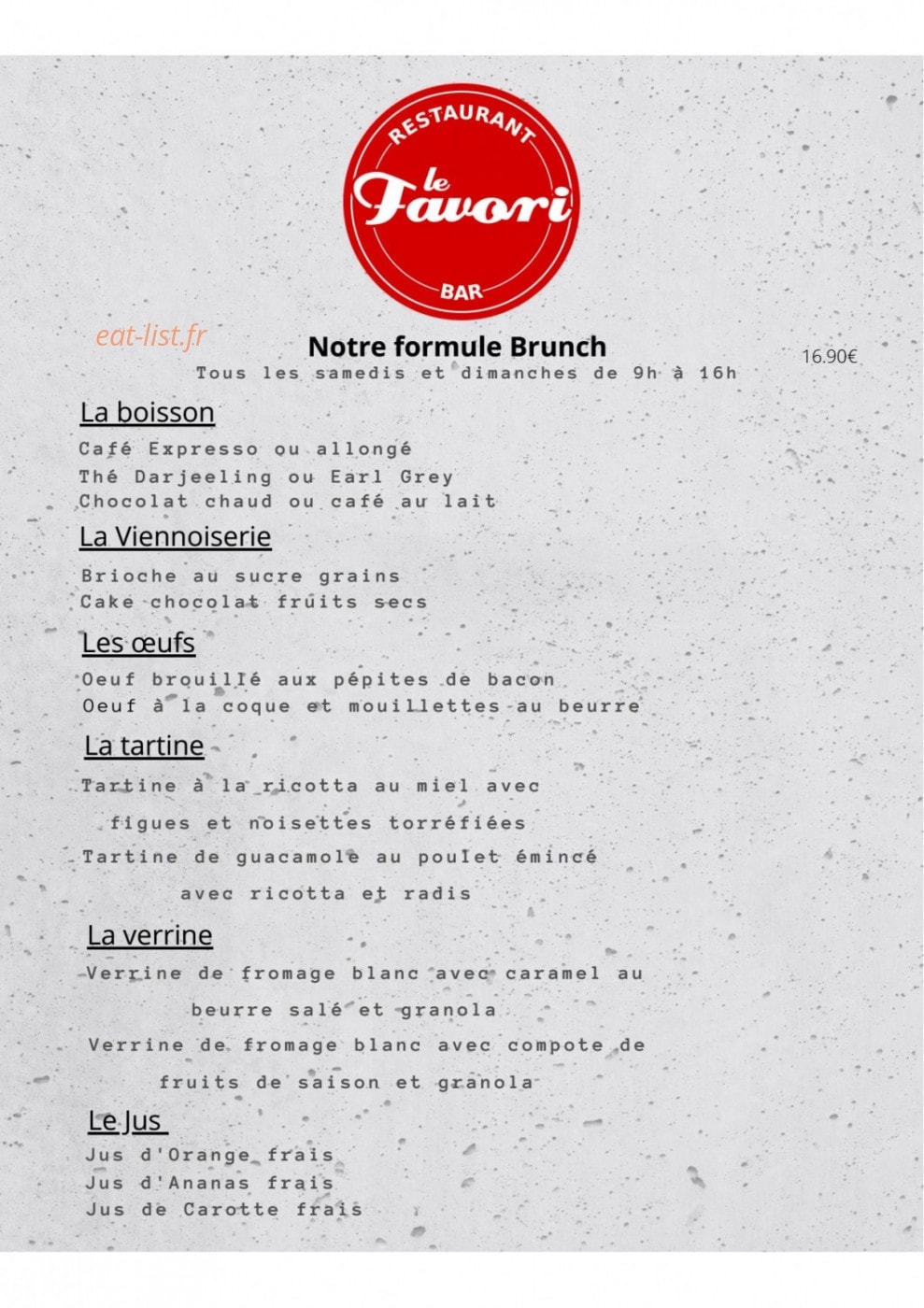 Le Favori — carte page 2