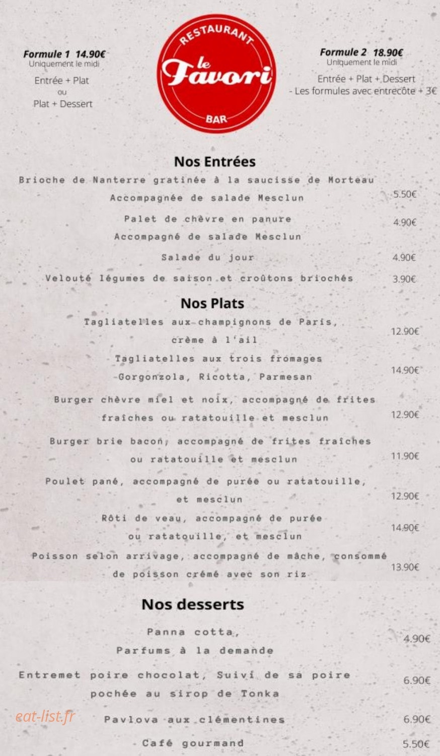 Le Favori — carte page 1