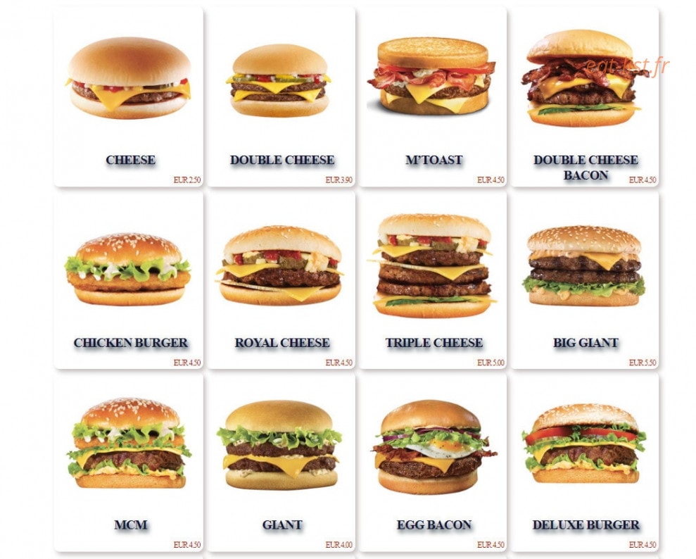 Miami burger — carte page 1