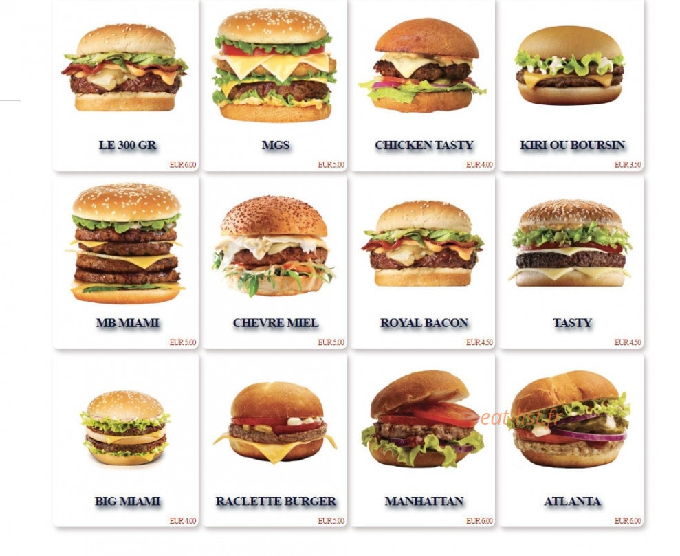 Miami burger — carte page 2