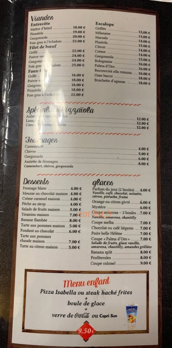 Pizzeria Palma D'Oro — carte page 2
