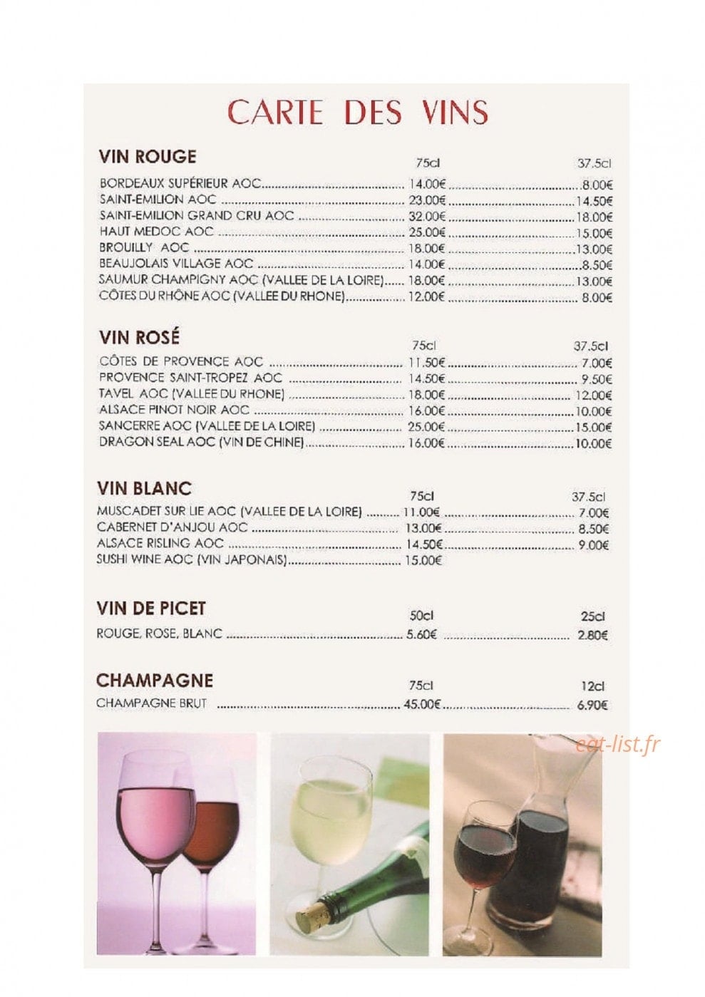 Restaurant Bienvenue — carte page 2