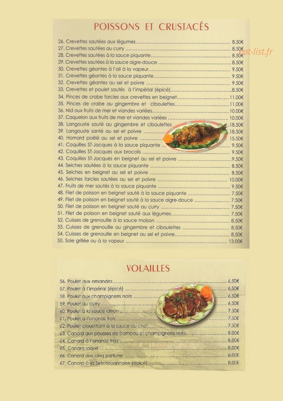Restaurant Bienvenue — carte page 6