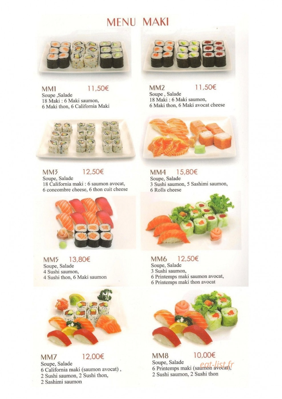 Restaurant Bienvenue — carte page 8