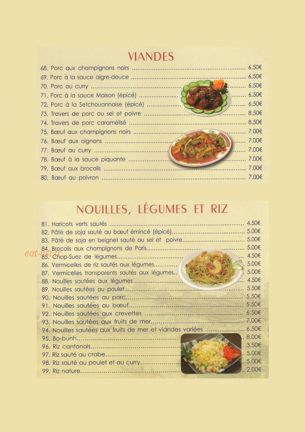 Restaurant Bienvenue — carte page 7