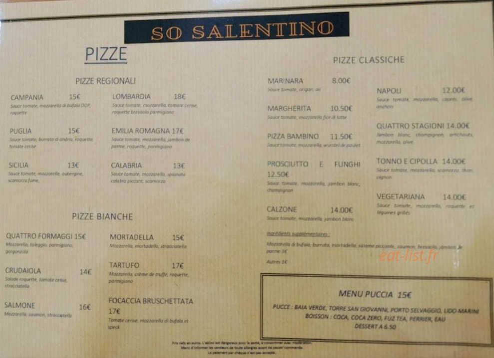 So Salentino — carte page 1
