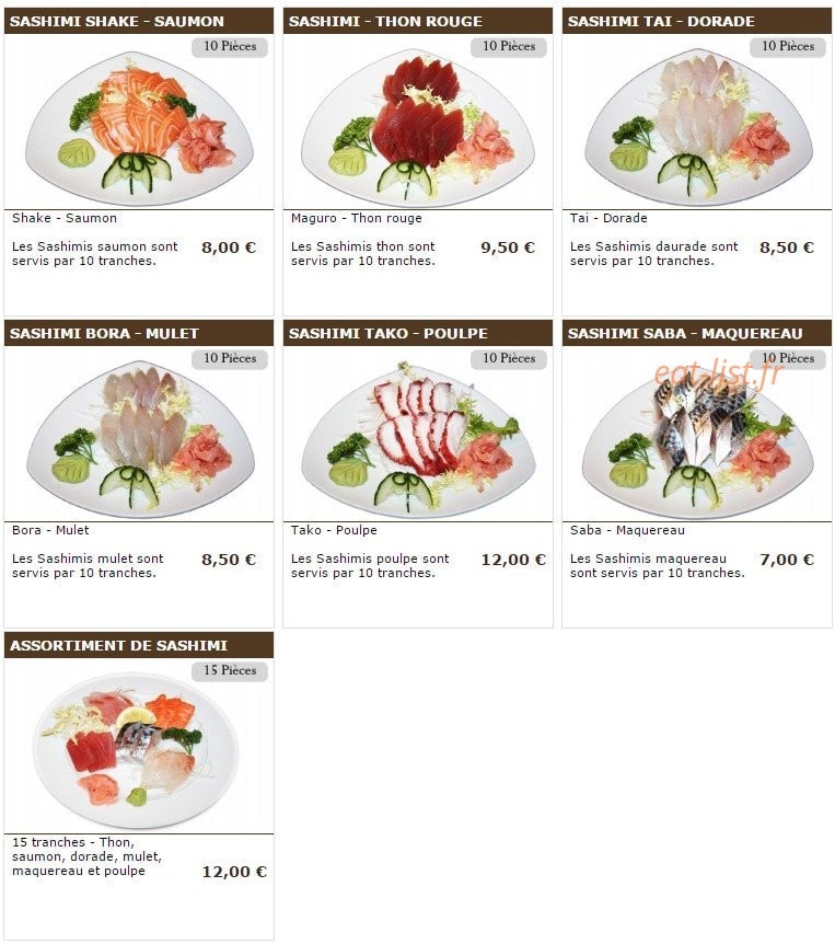 Sushi wako — carte page 12