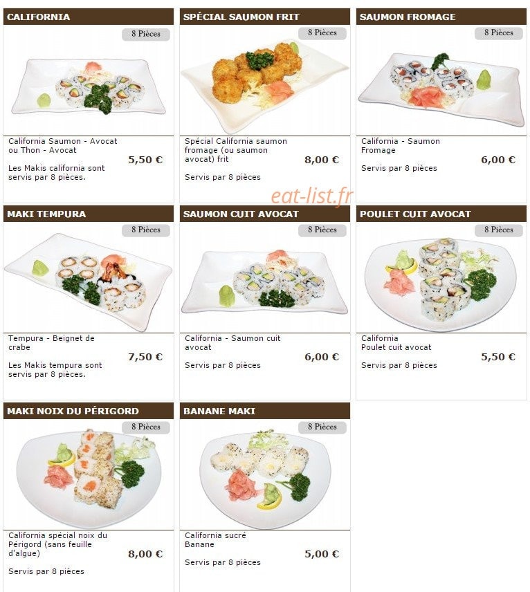 Sushi wako — carte page 13