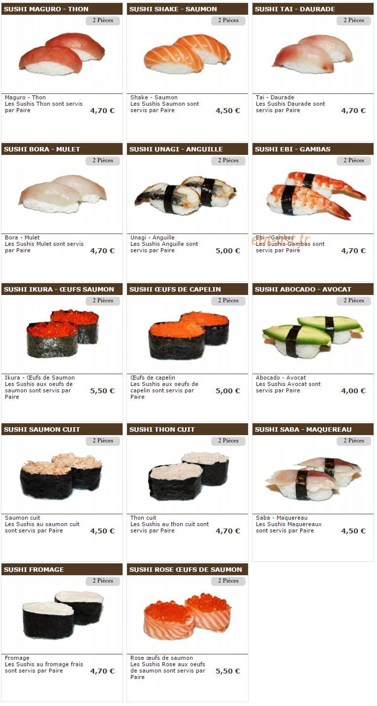 Sushi wako — carte page 10
