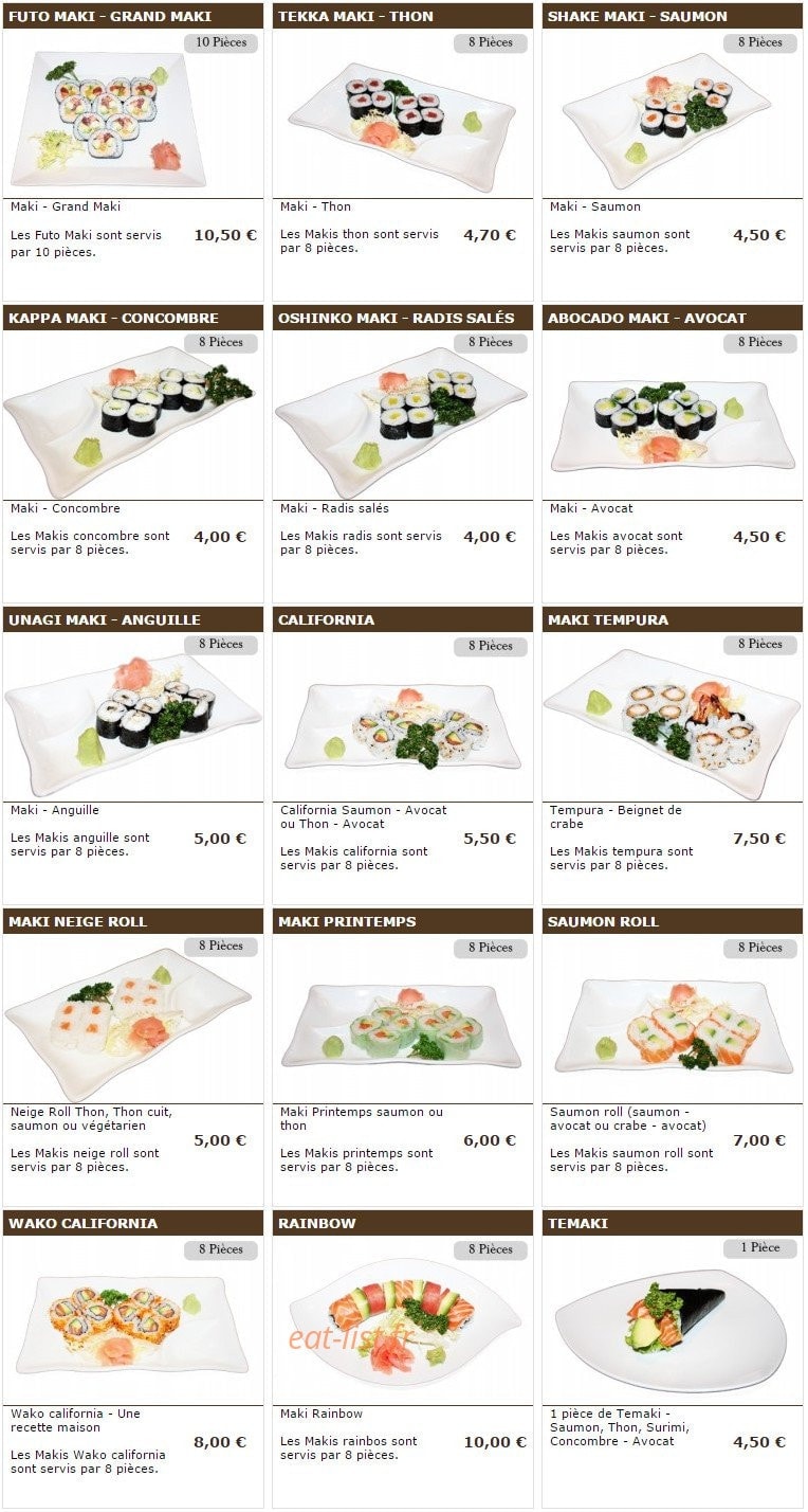 Sushi wako — carte page 11