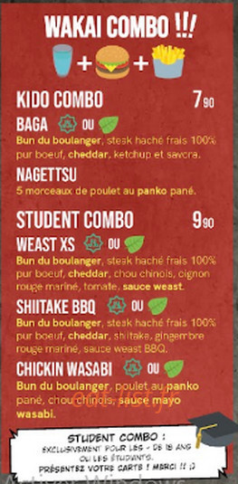 Weast Burgers — carte page 1