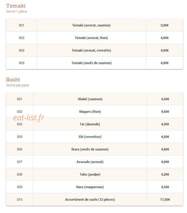 Allo Sushi — carte page 8