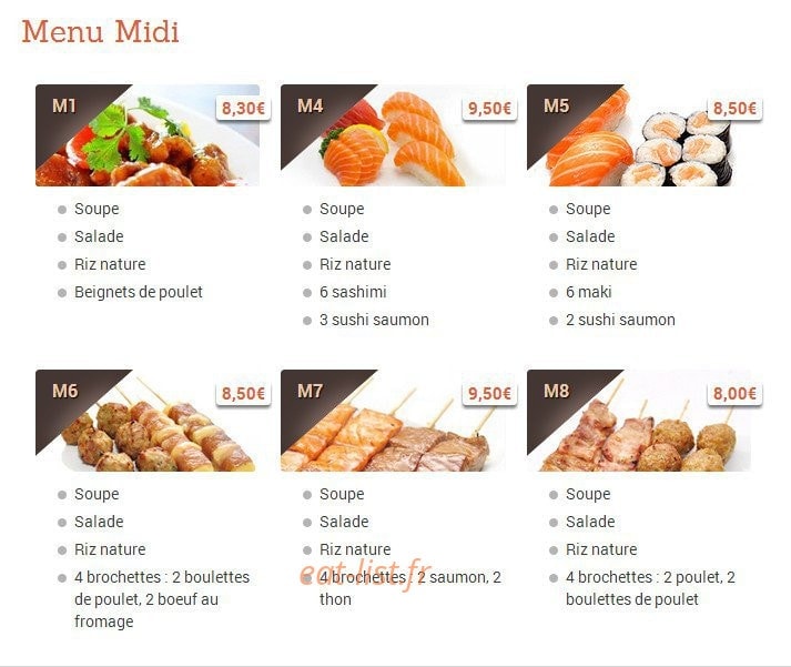 Allo Sushi — carte page 1