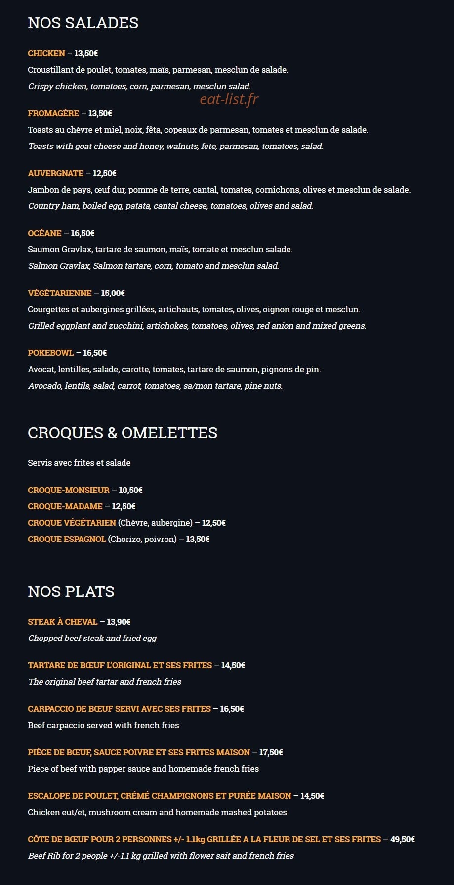 Big Tom Pub — carte page 2