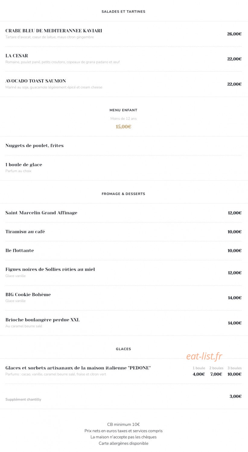 Brasserie Bohême — carte page 3
