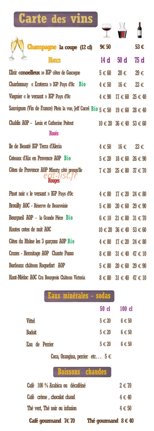 Brasserie du Palace — carte page 9