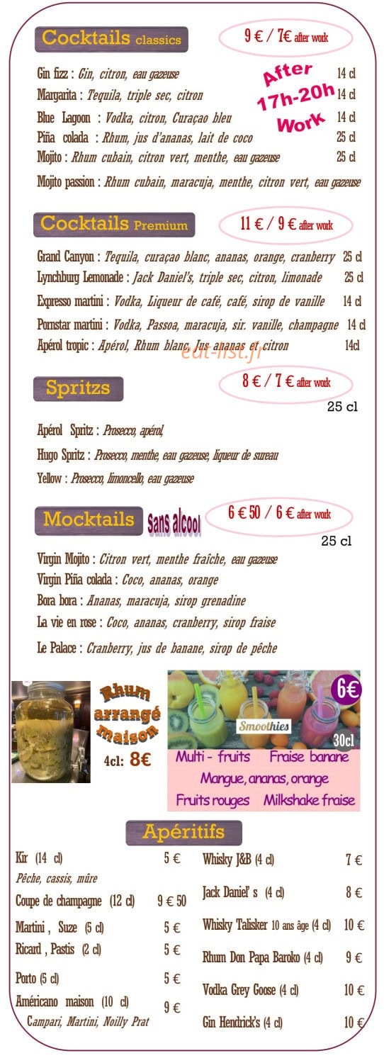 Brasserie du Palace — carte page 6