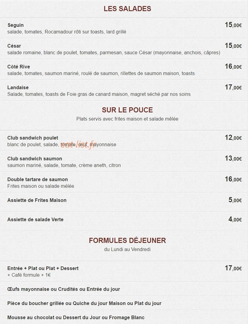 Café côté rive — carte page 1