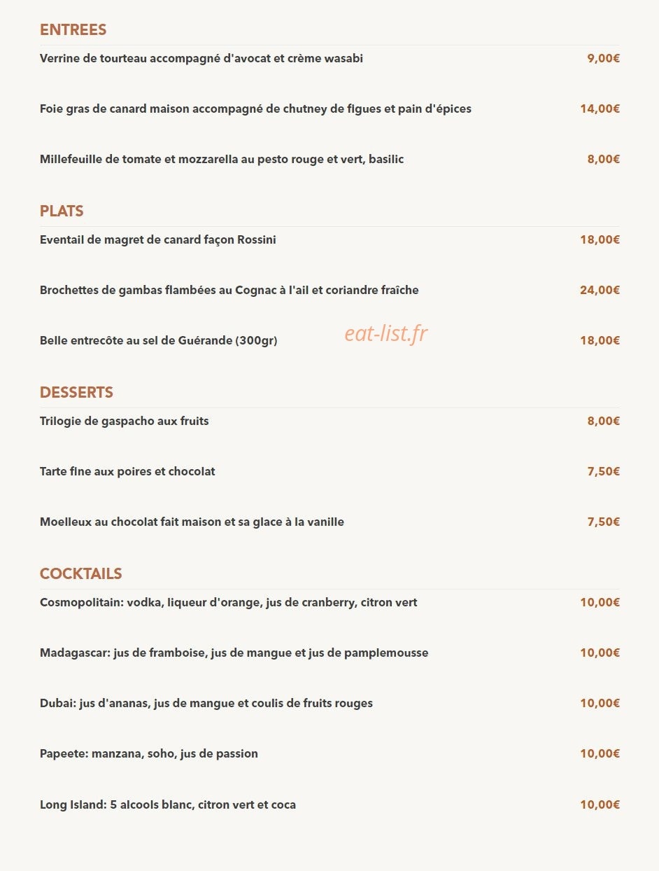 Café des Arts — carte page 1