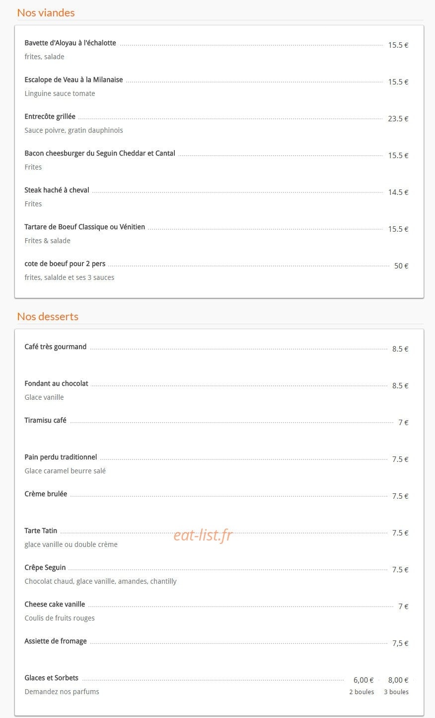 Café Seguin — carte page 4