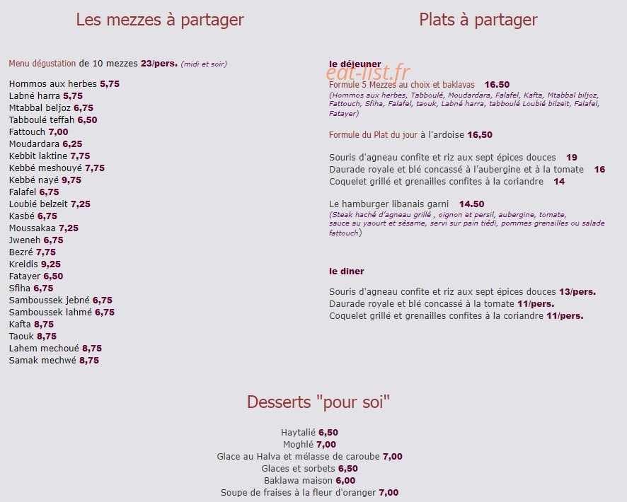 Chez Madeleine — carte page 1