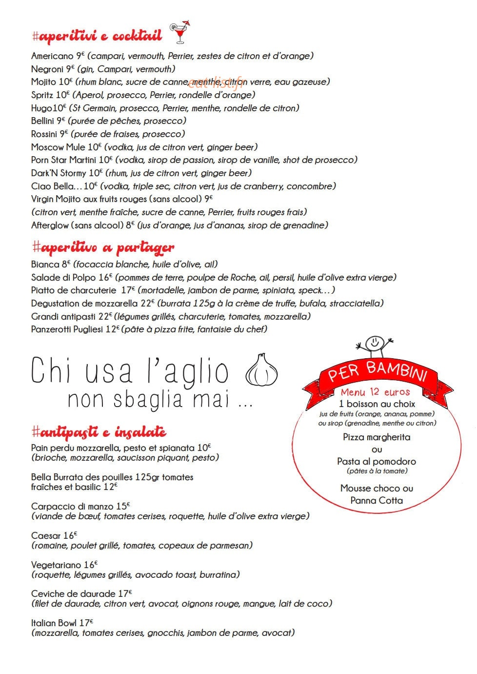 Ciao Bella — carte page 1