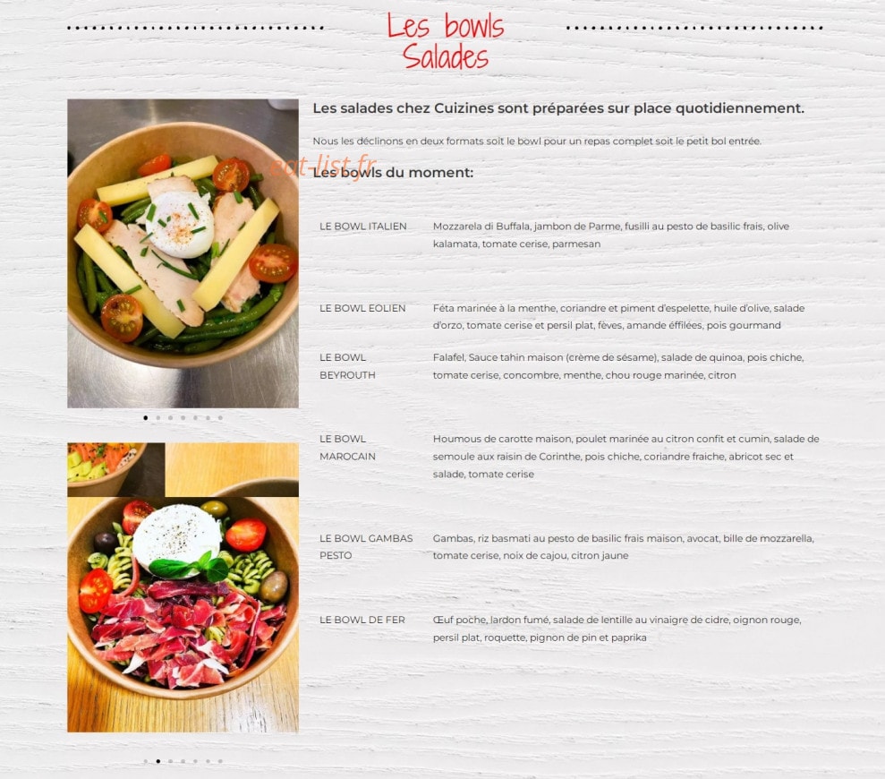 Cuizines — carte page 2