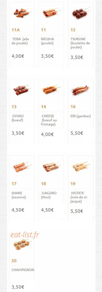 Dream Sushi — carte page 2