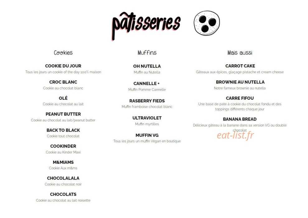 Carte et menu de Emilie and the Cool Kids à Boulogne Billancourt — Les patisseries