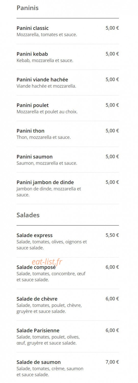 Express Food — carte page 5