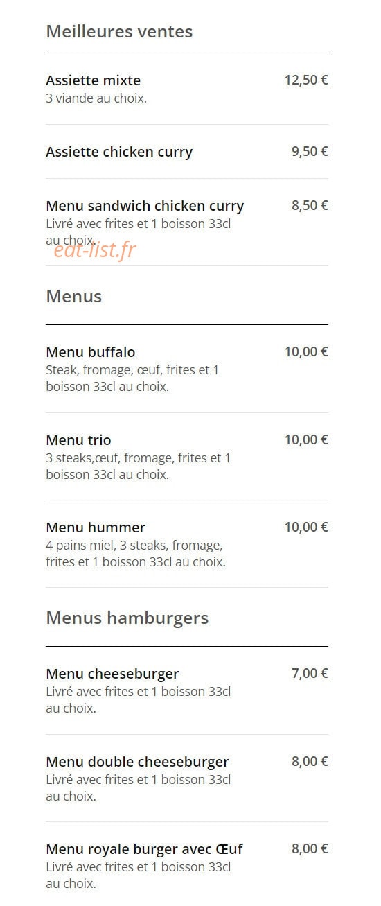 Express Food — carte page 1