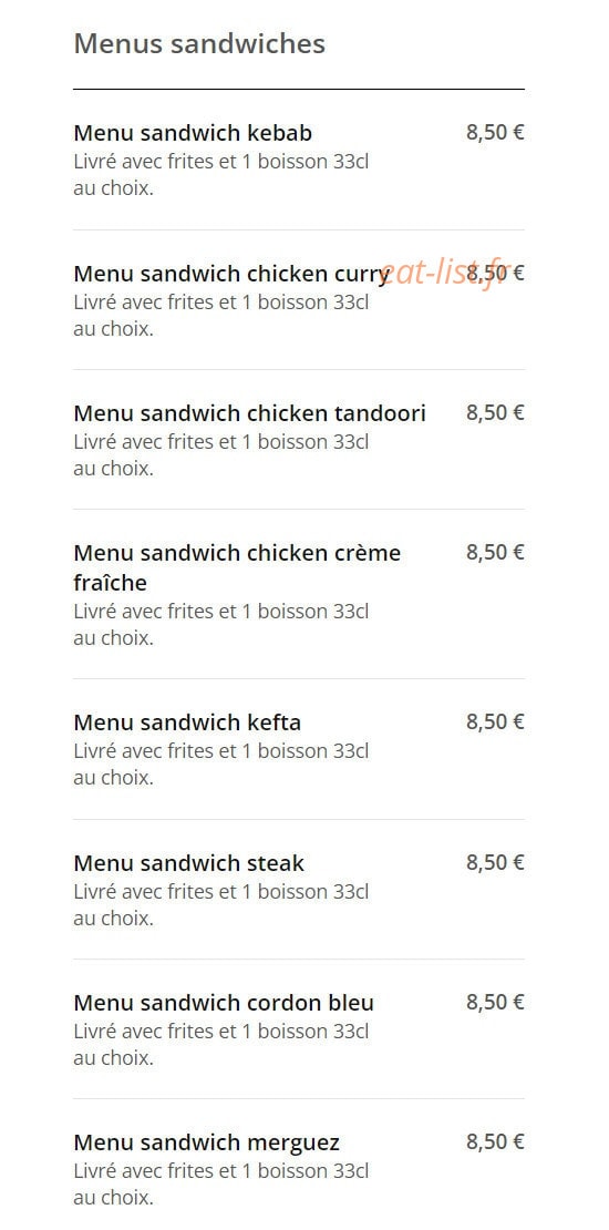 Express Food — carte page 2