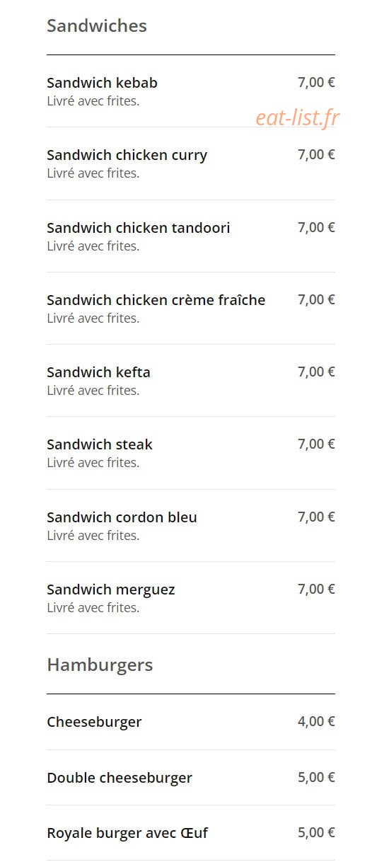 Express Food — carte page 4