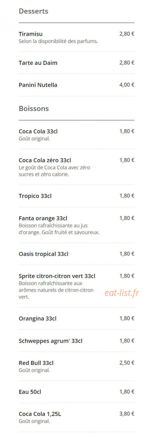Express Food — carte page 6