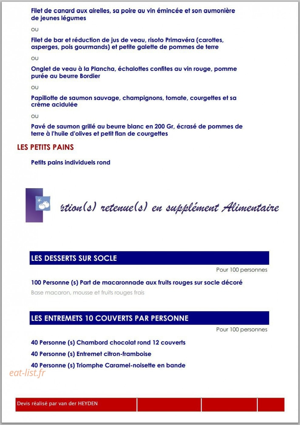 Gastronomia Traiteur — carte page 3