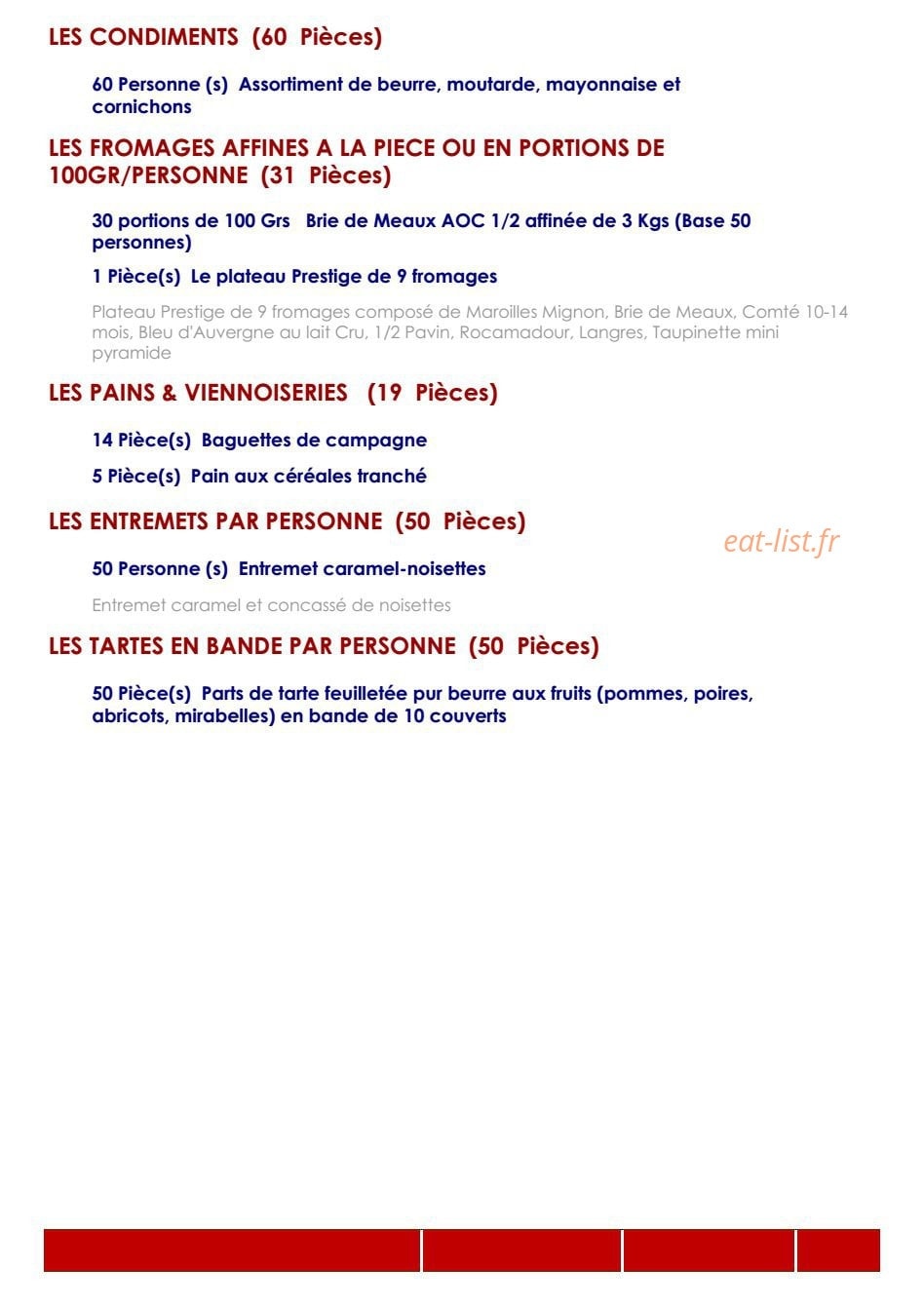 Gastronomia Traiteur — carte page 9