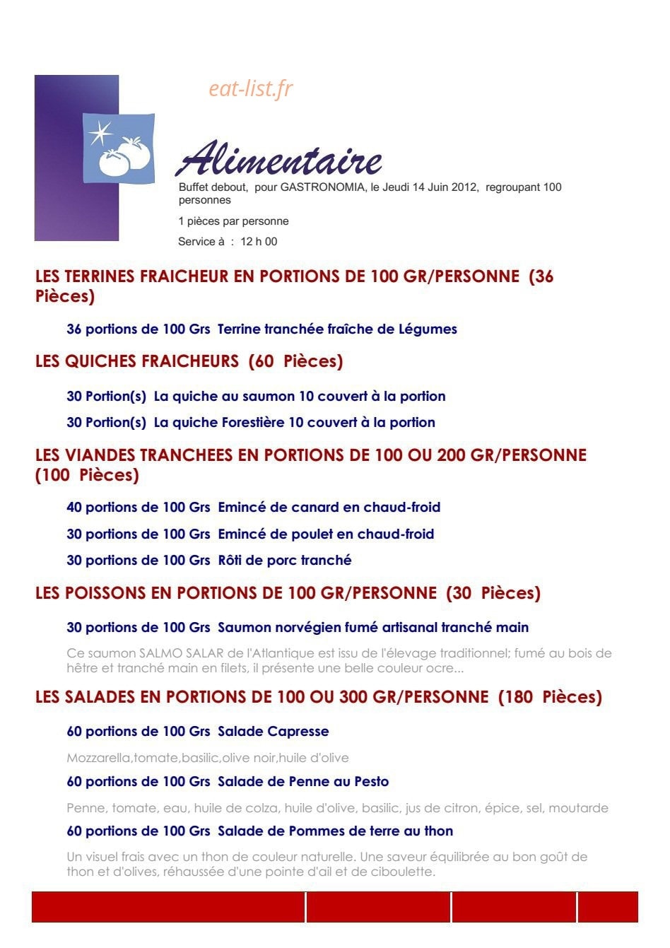 Gastronomia Traiteur — carte page 8