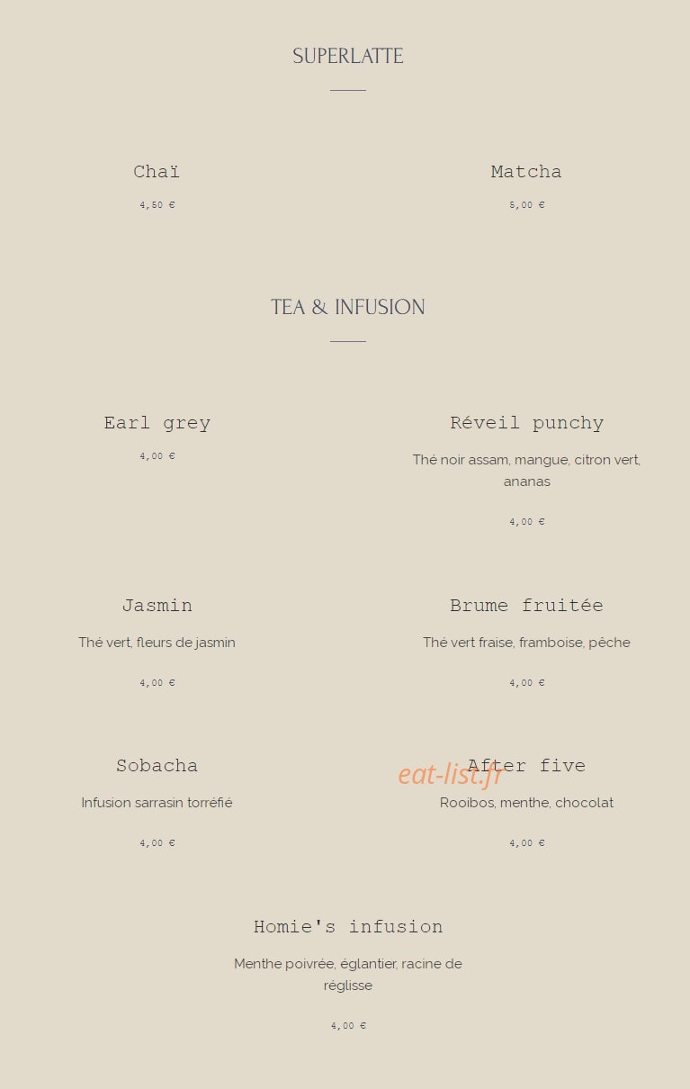 Homie's Kitchen — carte page 5
