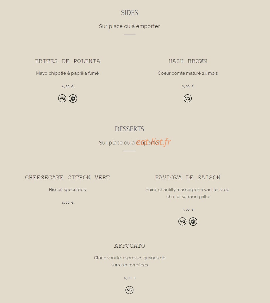 Homie's Kitchen — carte page 2