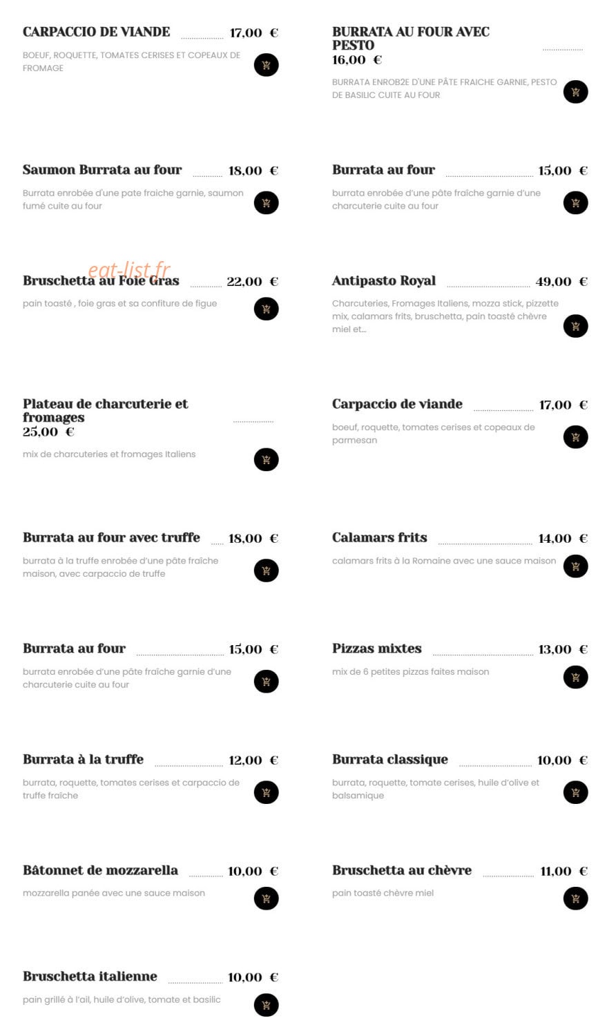 Italian Kitchen — carte page 3