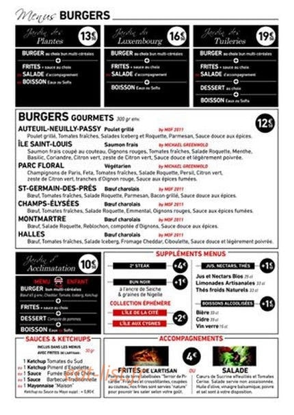 L'Artisan du Burger — carte page 1