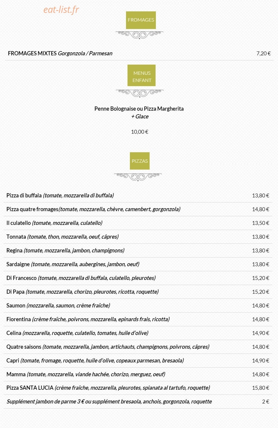 La Bella Vita — carte page 3