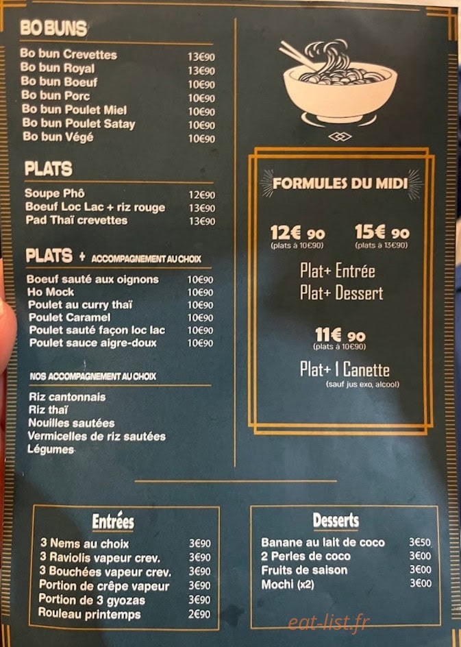 La Cantine Viet-Thai 92 — carte page 1