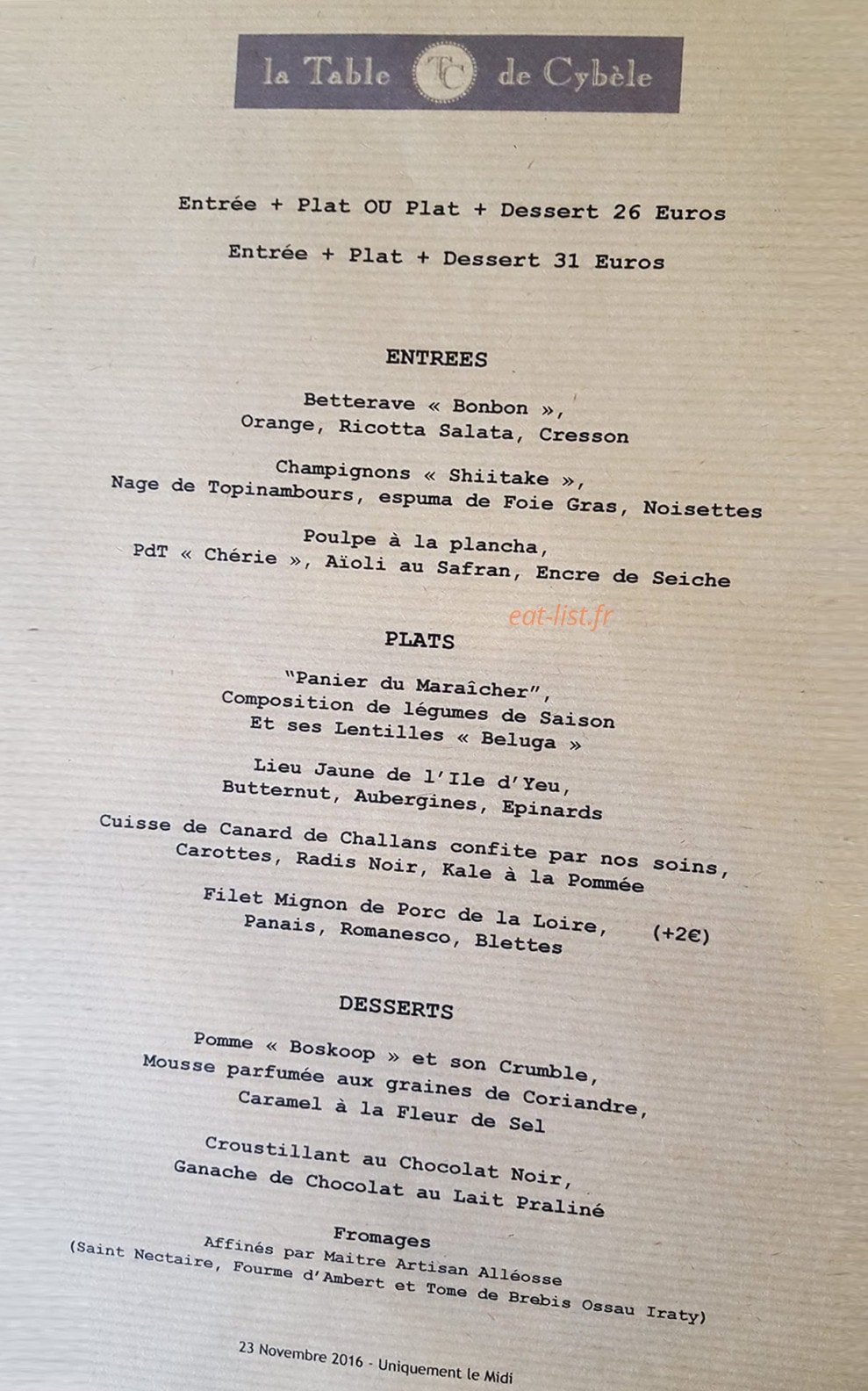 La Table de Cybèle — carte page 2