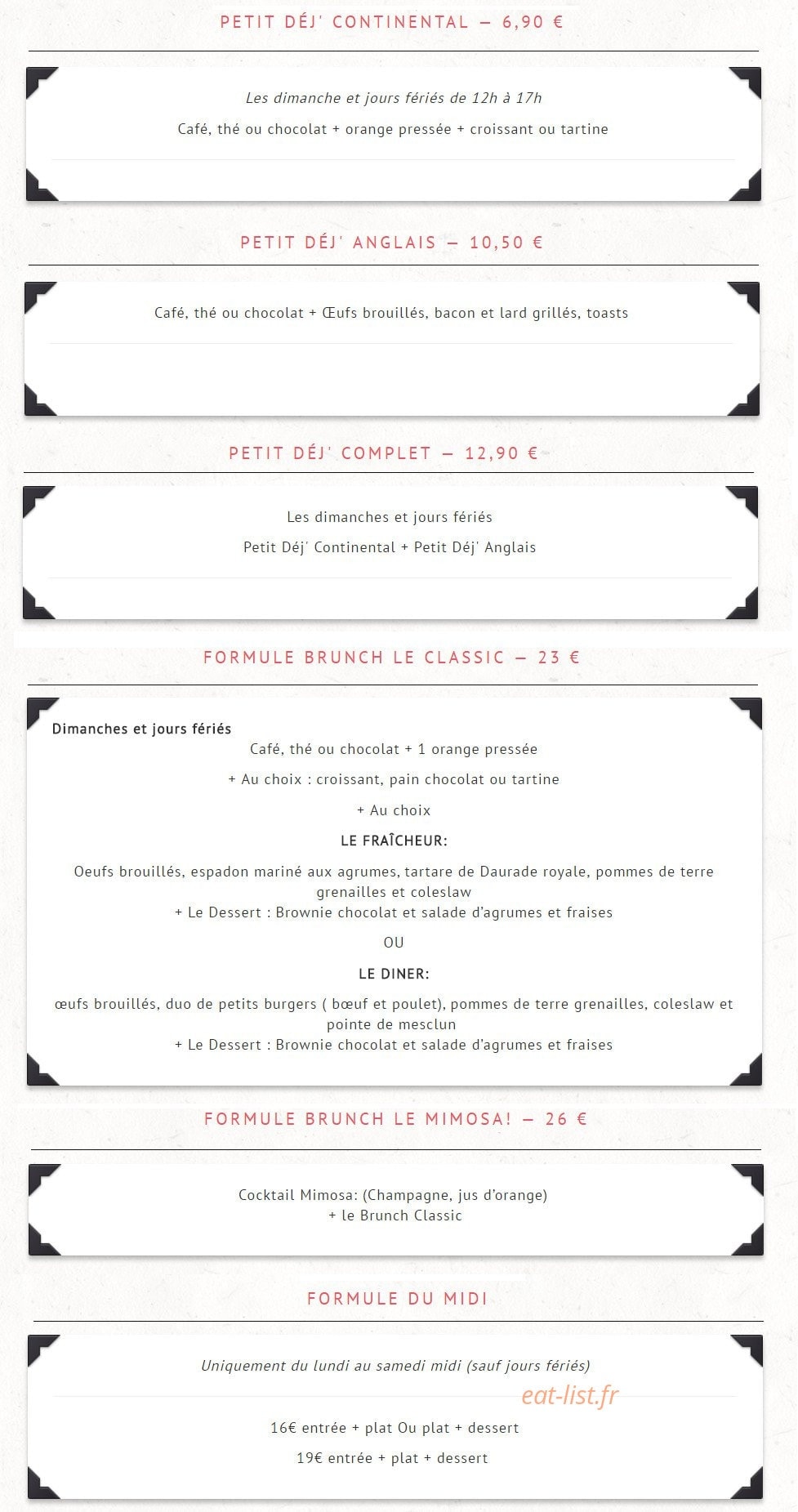 Le Bistro de la Ferme — carte page 8