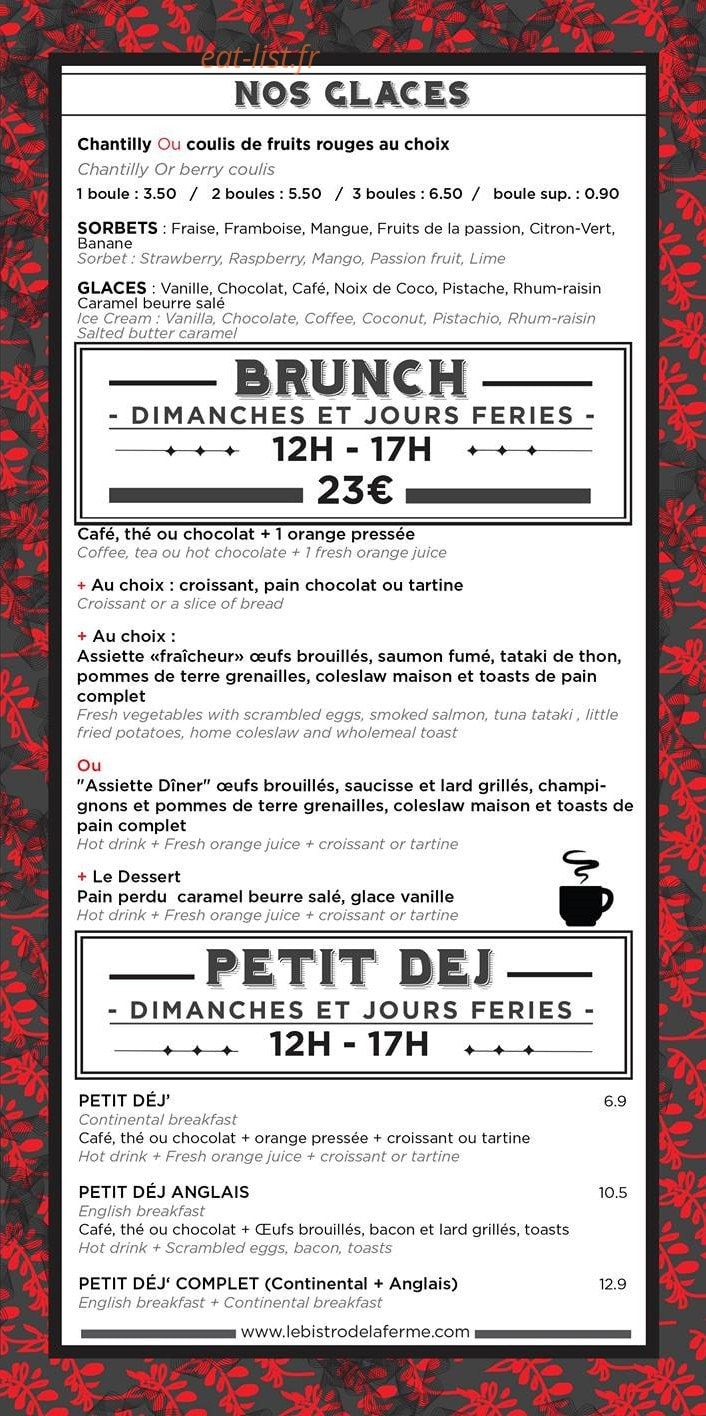 Le Bistro de la Ferme — carte page 3