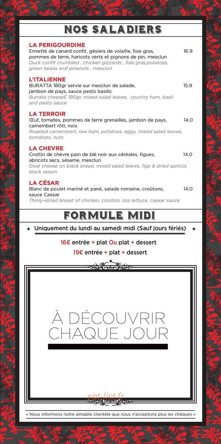 Le Bistro de la Ferme — carte page 2