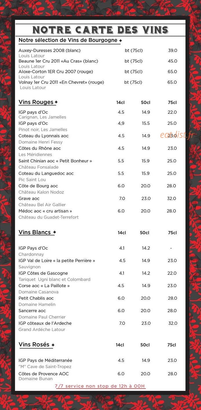 Le Bistro de la Ferme — carte page 6