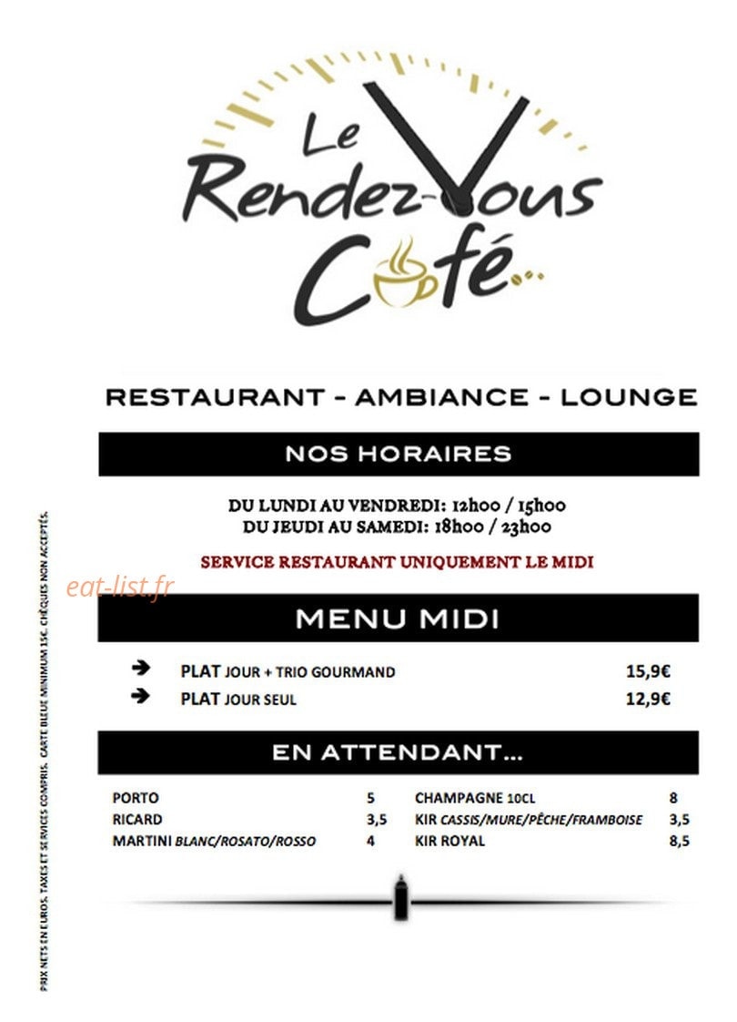 Le Rendez-Vous Café — carte page 1